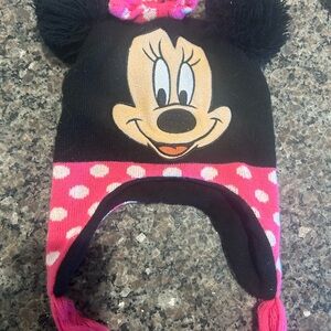Minnie Mouse Black and Pink Knit Hat